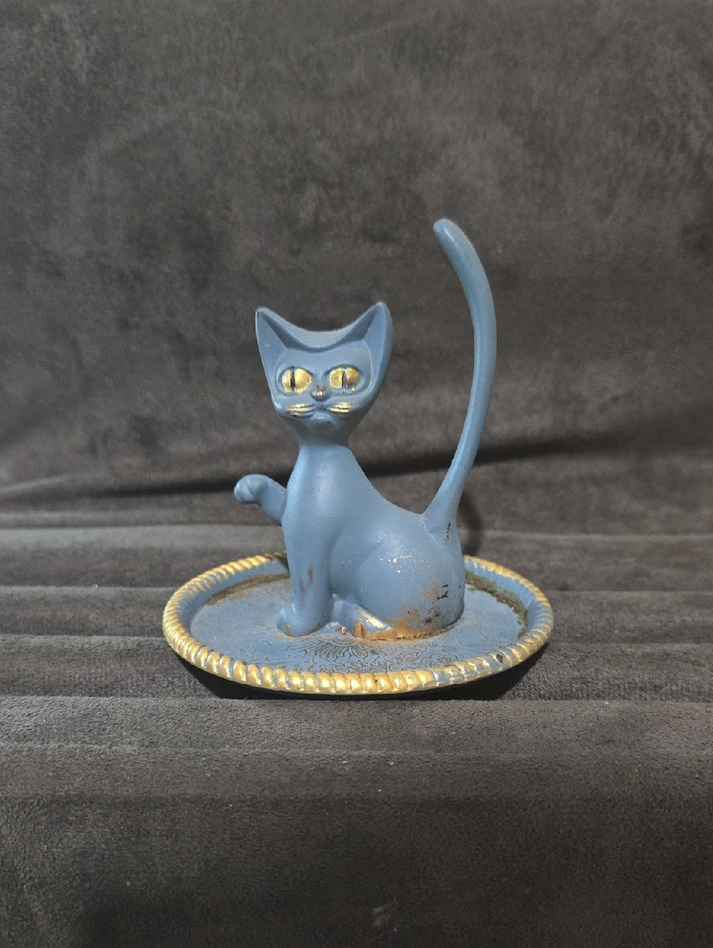 Blue Decorative Cat Ring Dish Tray for Jewelry/Rings